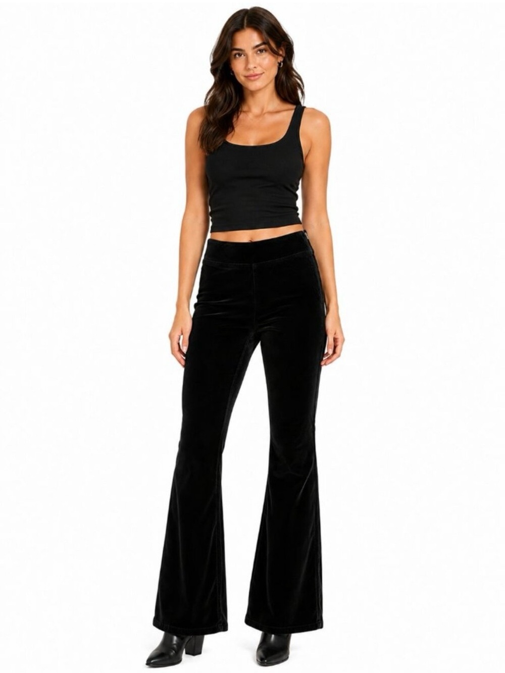 Free People Black Velvet Flare Pants
